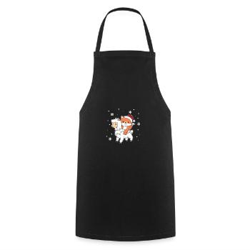 Fox Llama Alpaca Christmas Winter Animals - Cooking Apron - black - Front - AI Model Male 185 dark (185cm)