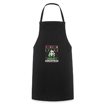Merry Christmas retro ugly christmas Panda - Cooking Apron - black - Front - AI Model Male 185 dark (185cm)