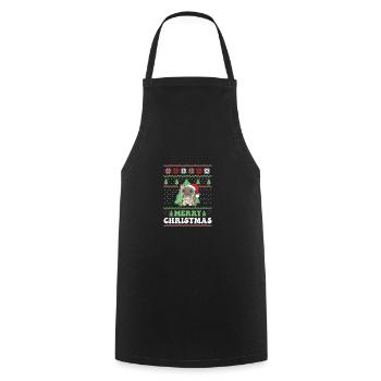 Merry Christmas retro ugly christmas Katze - Kochschürze - Schwarz - Vorne - AI Model Male 185 dark (185cm)