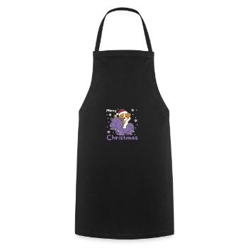 Christmas Hippo Jack Russell Merry Christmas - Cooking Apron - black - Front - AI Model Male 185 dark (185cm)