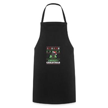 Joyeux Noël rétro moche Noël Labrador - Tablier de cuisine - noir - Devant - AI Model Male 185 dark (185cm)