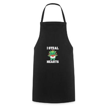 Dragon for Valentine's Day I steal hearts - Cooking Apron - black - Front - AI Model Male 185 dark (185cm)
