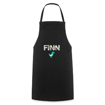 FINN - Beau prénom de garçon avec dinosaure - Tablier de cuisine - noir - Devant - AI Model Male 185 dark (185cm)