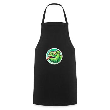 Conception originale de l’insigne de puissance caméléon - Tablier de cuisine - noir - Devant - AI Model Male 185 dark (185cm)