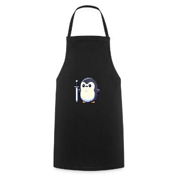 Petit pingouin guerrier - Tablier de cuisine - noir - Devant - AI Model Male 185 dark (185cm)