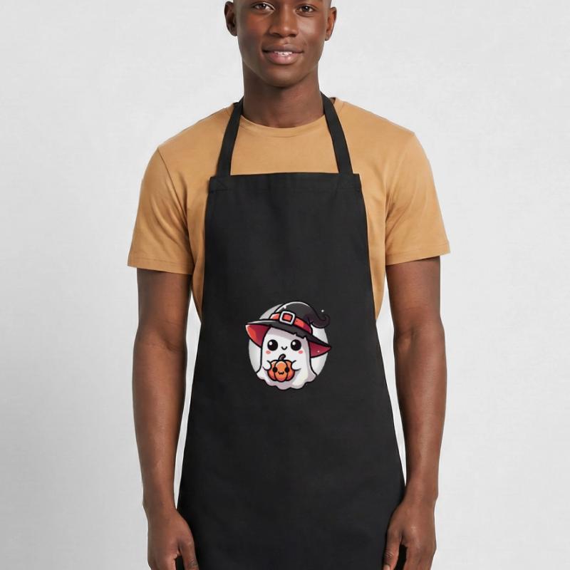 Fantôme d’Halloween mignon avec chapeau de sorcière Tablier de cuisine