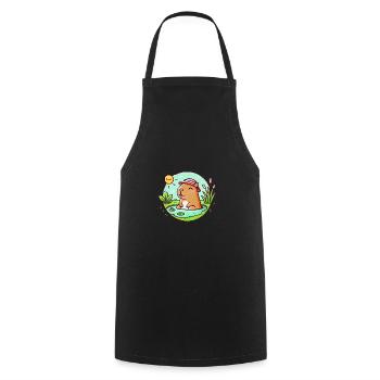 Chill Capybara au soleil Illustration - Tablier de cuisine - noir - Devant - AI Model Male 185 dark (185cm)
