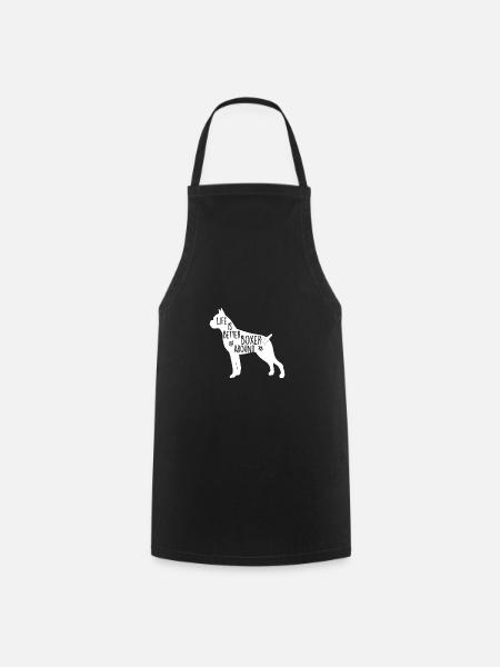 Boxer chien graphique pour les amoureux de chiens de combat blanc - Tablier de cuisine - noir