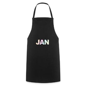 JAN - Beautiful boy name with dinosaur - Cooking Apron - black - Front - AI Model Male 185 dark (185cm)