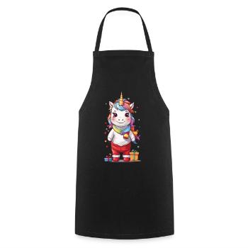 Colorful Christmas Magic Unicorn Winter Gifts - Cooking Apron - black - Front - AI Model Male 185 dark (185cm)