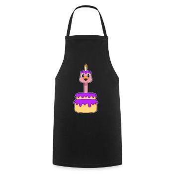 Gâteau d’anniversaire de flamant rose - Tablier de cuisine - noir - Devant - AI Model Male 185 dark (185cm)