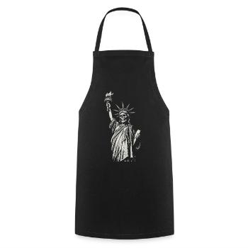 Statue of Liberty Skull Torch Illustration - Cooking Apron - black - Front - AI Model Male 185 dark (185cm)