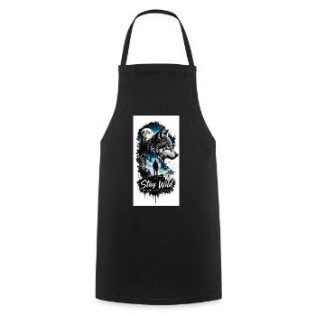 Moonlight wolf in the forest - Cooking Apron - black - Front - AI Model Male 185 dark (185cm)