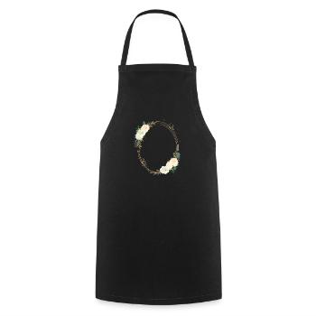 Floral Oval Circle Customizable - Cooking Apron - black - Front - AI Model Male 185 dark (185cm)