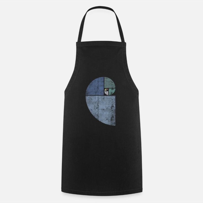 Distressed Fibonacci Spiral - Cooking Apron - black