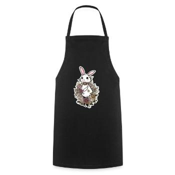 mignon lapin de pâques dans les fleurs - Tablier de cuisine - noir - Devant - AI Model Male 185 dark (185cm)