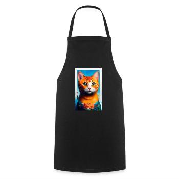 Orangener Kater Gemälde - Kochschürze - Schwarz - Vorne - AI Model Male 185 dark (185cm)