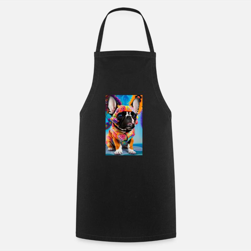 Peintures de bouledogue français - Tablier de cuisine - noir
