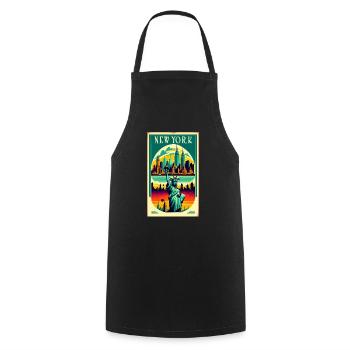 New York Vintage Poster - Cooking Apron - black - Front - AI Model Male 185 dark (185cm)