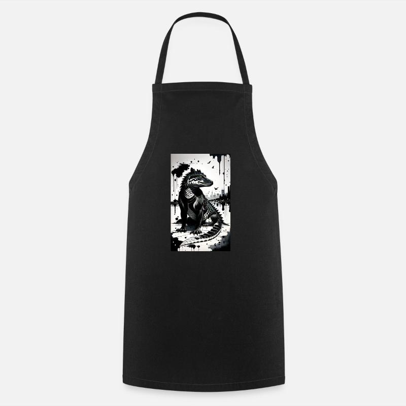 Crocodile Art - Cooking Apron - black