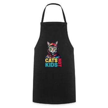 Cats not kids lustige Katzensprüche - Kochschürze - Schwarz - Vorne - AI Model Male 185 dark (185cm)