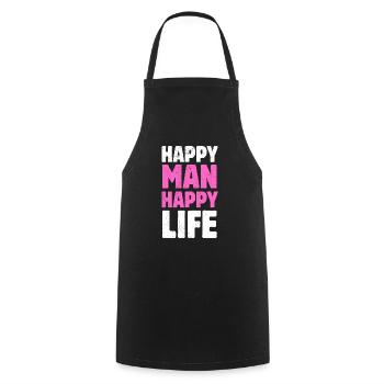Happy Man Happy Life Husband Happy Life - Cooking Apron - black - Front - AI Model Male 185 dark (185cm)