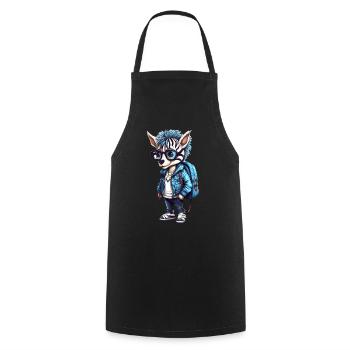Dessin animé zébré mignon - Tablier de cuisine - noir - Devant - AI Model Male 185 dark (185cm)