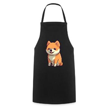 Cute Shiba Inu Dog - Anime Shirt - Cooking Apron - black - Front - AI Model Male 185 dark (185cm)