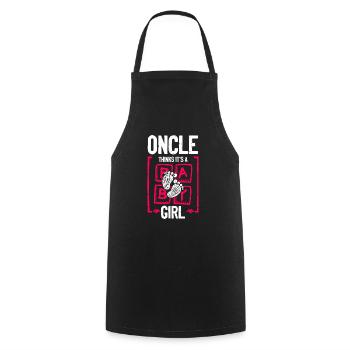 Oncle pense que c’est une fille Genre Révéler drôle bébé - Tablier de cuisine - noir - Devant - AI Model Male 185 dark (185cm)