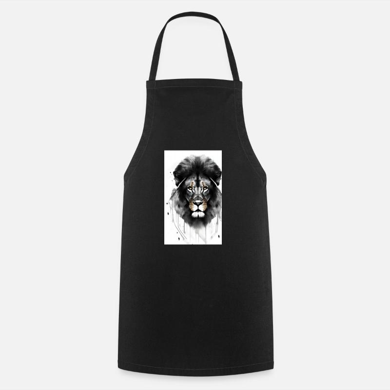 Lion noir et blanc - Tablier de cuisine - noir