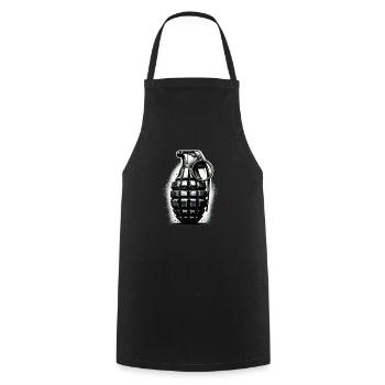 Explosive Charge: Hand Grenade - Cooking Apron - black - Front - AI Model Male 185 dark (185cm)