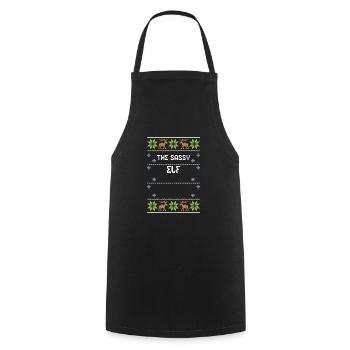 L’Elfe Sassy - Noël moche - Tablier de cuisine - noir - Devant - AI Model Male 185 dark (185cm)