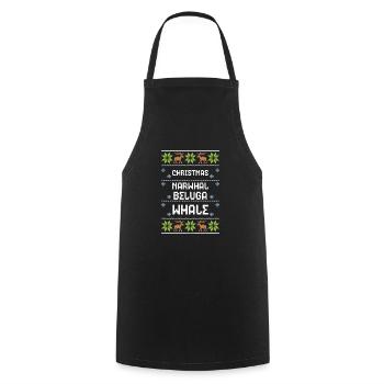 Noël Narval Béluga Baleine - Tablier de cuisine - noir - Devant - AI Model Male 185 dark (185cm)