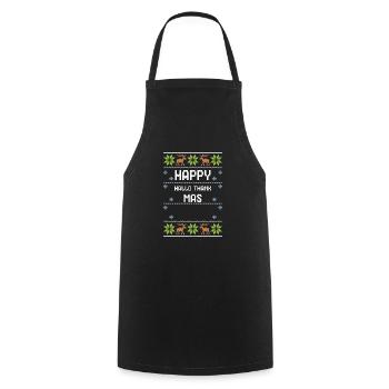 Happy Hello Thank Mas - Cooking Apron - black - Front - AI Model Male 185 dark (185cm)