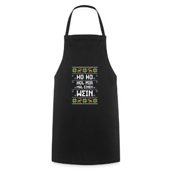 Ho Ho Hol Mir Mal Einen Wein - Kochschürze - Schwarz - Vorne - AI Model Male 185 dark (185cm)