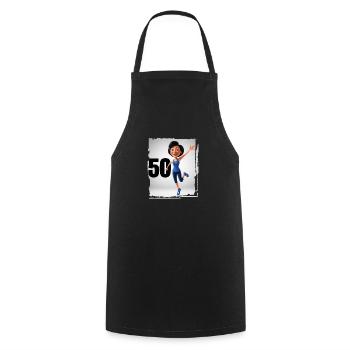 Femme heureuse dans ses 50 ans - Tablier de cuisine - noir - Devant - AI Model Male 185 dark (185cm)