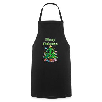 Joyeux Noël sapin de Noël avec cadeaux - Tablier de cuisine - noir - Devant - AI Model Male 185 dark (185cm)