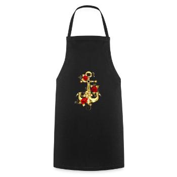 Anchor with Rose Maritime - Cooking Apron - black - Front - AI Model Male 185 dark (185cm)