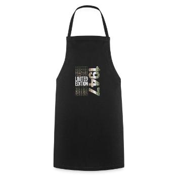 Limited Edition Since 1947 Birthday Vintage 1947 - Cooking Apron - black - Front - AI Model Male 185 dark (185cm)