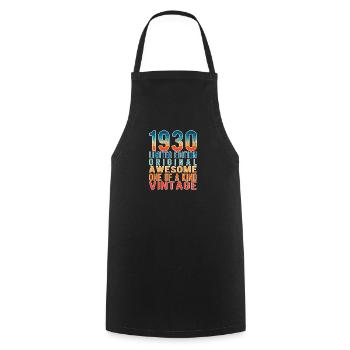 Limited Edition Since 1930 Birthday Vintage 1930's - Cooking Apron - black - Front - AI Model Male 185 dark (185cm)