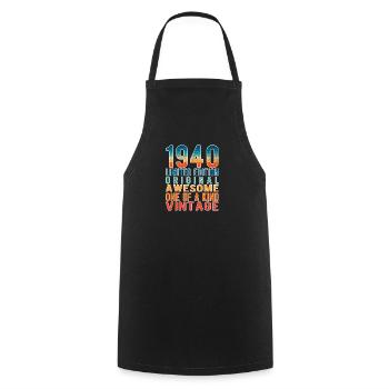 Limited Edition Since 1940 Birthday Vintage 1940's - Cooking Apron - black - Front - AI Model Male 185 dark (185cm)