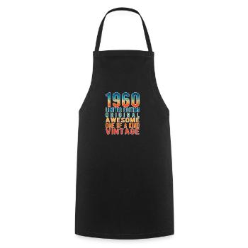 Édition limitée depuis 1960 anniversaire Vintage des années 1960 - Tablier de cuisine - noir - Devant - AI Model Male 185 dark (185cm)
