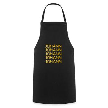 Prénom Johann - Tablier de cuisine - noir - Devant - AI Model Male 185 dark (185cm)