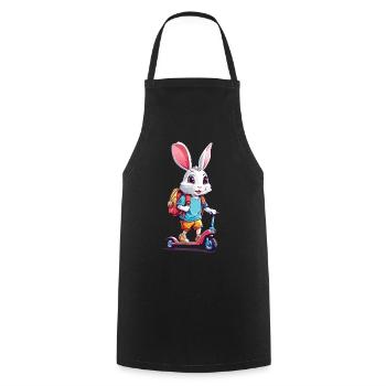 Fröhlicher Schulkind Hase Tretroller Design - Kochschürze - Schwarz - Vorne - AI Model Male 185 dark (185cm)