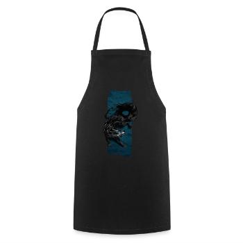 Shadow Sentinel: Mythical Shadow Wolf - Cooking Apron - black - Front - AI Model Male 185 dark (185cm)