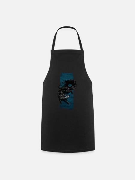 Shadow Sentinel: Mythical Shadow Wolf - Cooking Apron - black