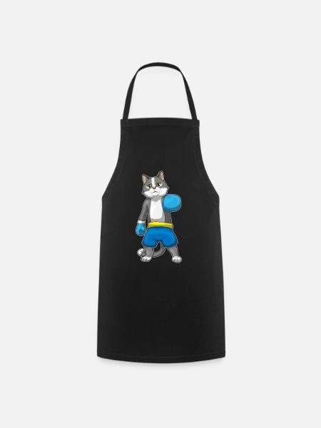 Katze Boxer Boxhandschuhe Boxen - Kochschürze - Schwarz