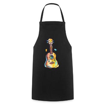 Ukulele Comic Look - Kochschürze - Schwarz - Vorne - AI Model Male 185 dark (185cm)