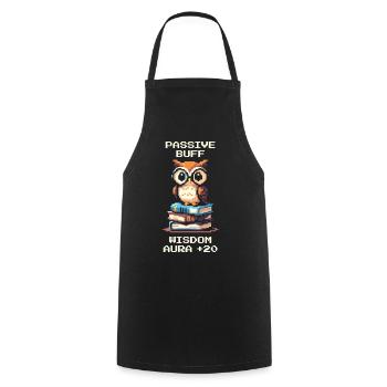 Passiv Stärkung: Weisheitsaura +20 | Eule RPG - Cooking Apron - black - Front - AI Model Male 185 dark (185cm)