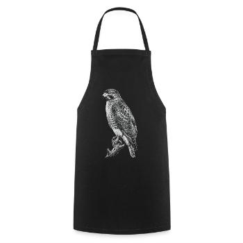 Nocturnal Hawk Line Art - Cooking Apron - black - Front - AI Model Male 185 dark (185cm)